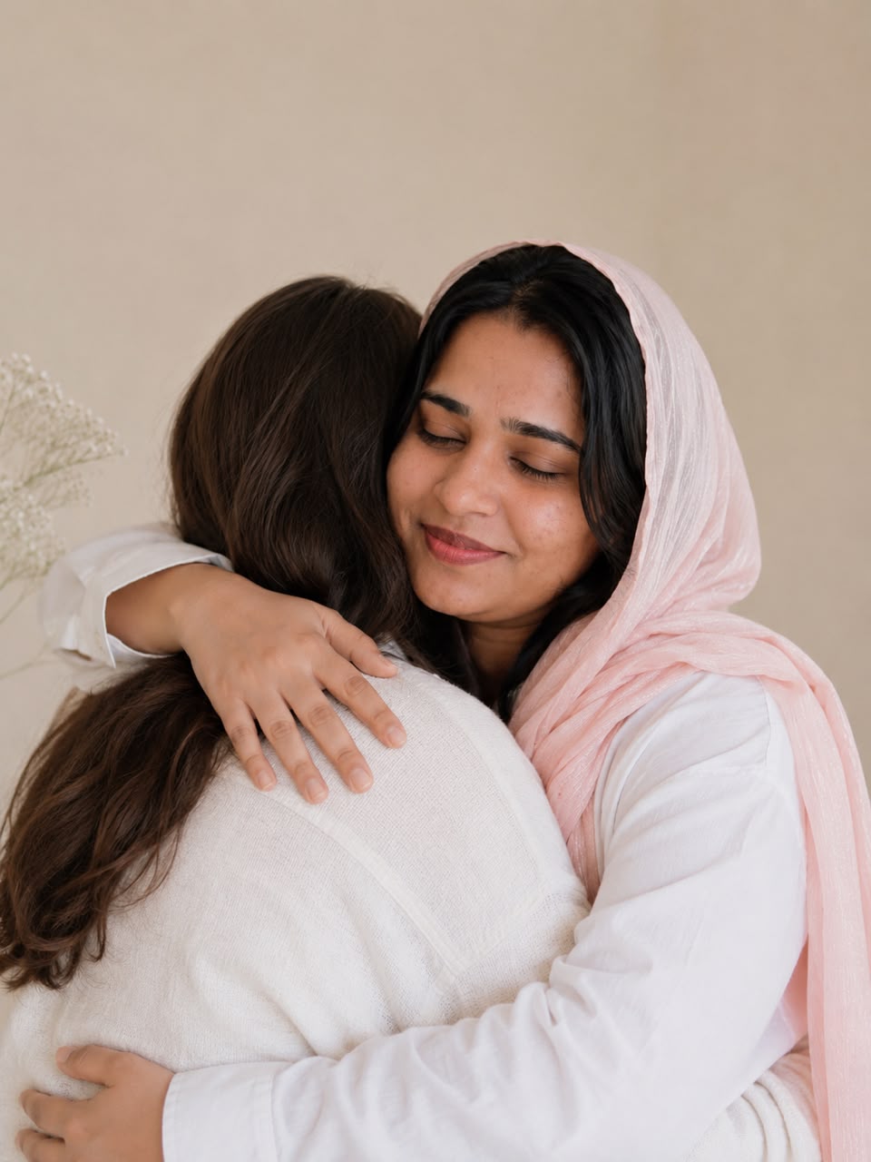 A warm, comforting embrace during a session